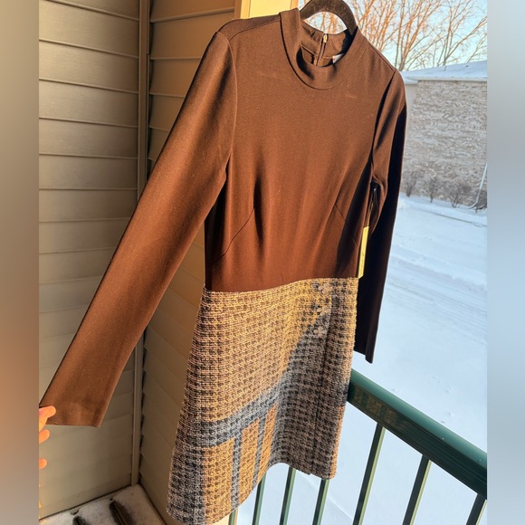 🆕 Eliza J Tweed Mock Neck Long Sleeve Dress Embellished Buttons Size 10 Office - Picture 6 of 17